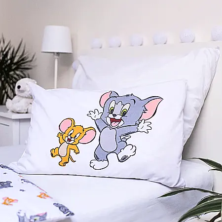Set lenjerie pat copii, multicolor, 2 piese, 100% bumbac, 100x135 cm, 40x60, Tom &amp; Jerry, TJ050 [4]