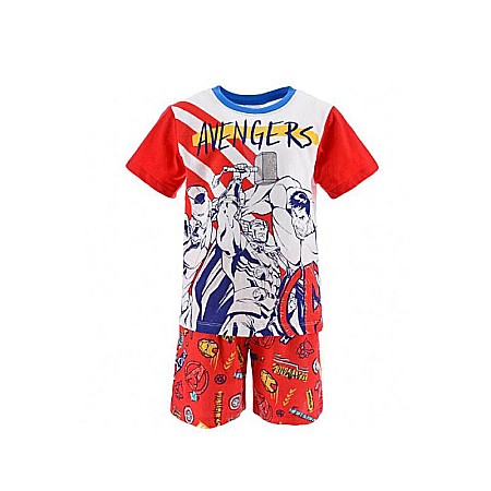 Pijama copii, cu mânecă scurtă, 100% bumbac, roșu, Avengers [1]