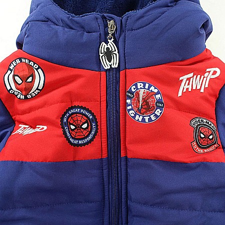 Geacă groasă de iarnă cu glugă și buzunare laterare, interior călduros din fleece, albastru, Spiderman [3]