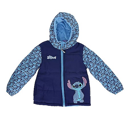 Geci și veste - Geacă groasă de iarnă cu glugă și buzunare laterare, interior calduras din fleece, multicolor, Stitch