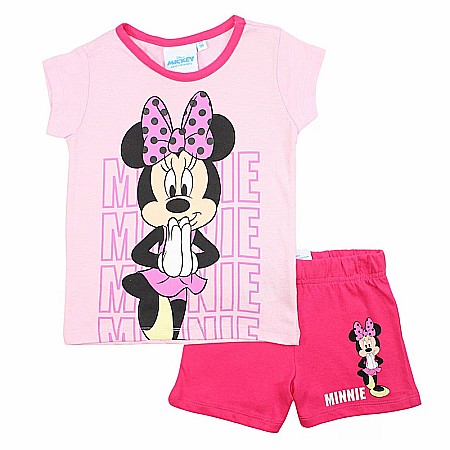 Copii - Pijamale copii cu mânecă scurtă, bumbac, multicolor, Happy, Minnie Mouse