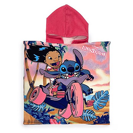 Prosoape - Prosop poncho microfibra, Lilo & Stitch Drive, 50 x 100 cm Roz