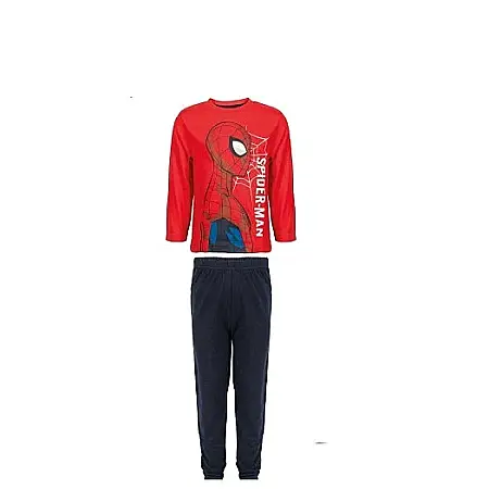 Copii - Pijama copii, cu mânecă lungă, 100% bumbac, roșu/negru, Spiderman, Marvel