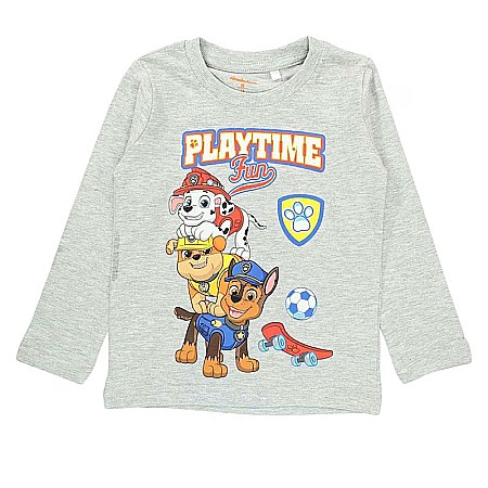 Bluze și jachete copii - Tricou cu mânecă lungă, bumbac, gri, Playtime, Paw Patrol