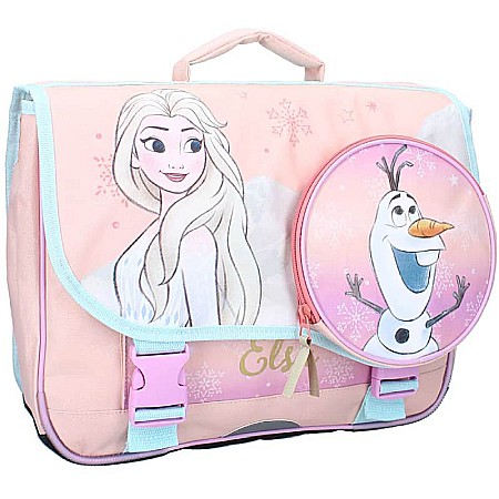 Accesorii școlare - Ghiozdan multicolor cu două compartimente, 38x33x16 cm, bretele ergonomice, întărite și ajustabile, benzi reflectorizante, Frozen
