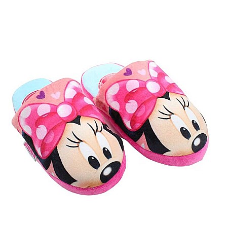 Papuci și botoșei copii - Papuci fete, plușați, multicolor, talpă antiderapantă, Minnie Mouse