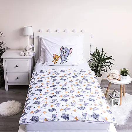 Set lenjerie pat copii, multicolor, 2 piese, 100% bumbac, 100x135 cm, 40x60, Tom &amp; Jerry, TJ050 [1]