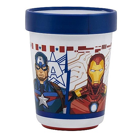 Bebeluși - Pahar plastic, 260 ml, antiderapant, multicolor, compatibil cu microunde, fără BPA, Heraldic Army, Avengers