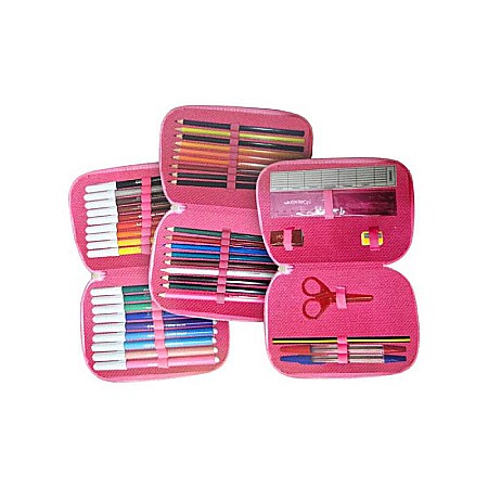 Penar cu 3 compartimente, 20x13x7 cm, echipat, 43 piese, multicolor, Minnie Mouse [1]