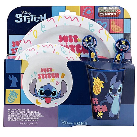 Set 5 piese pentru servit masă, plastic, fără BPA, multicolor, utilizabil la microunde, Stitch [1]