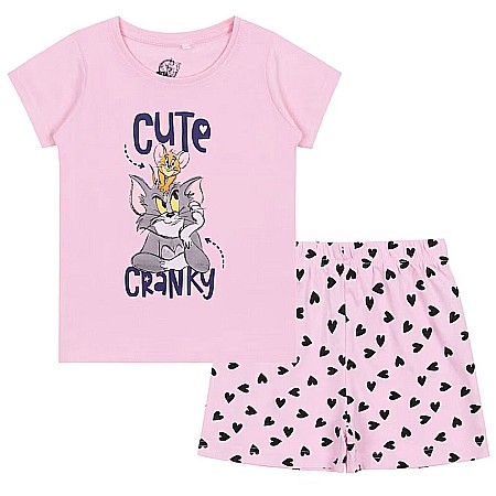 Pijamale copii - Pijamale copii cu mânecă scurtă, 100% bumbac, multicolor, Cute, Tom and Jerry