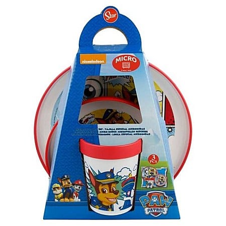 Bebeluși - Set veselă 3 piese, anti-alunecare, fără BPA, compatibil la microunde, Paw Patrol
