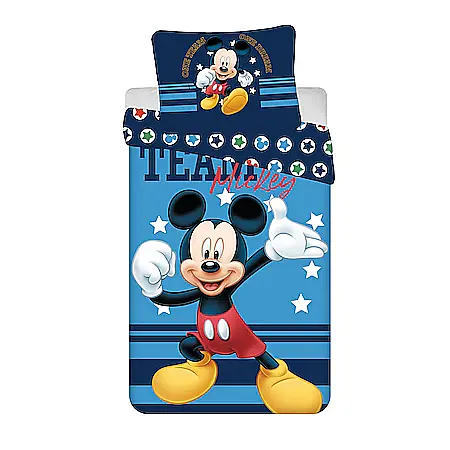 Set lenjerie pat copii, multicolor, 2 piese, 100% bumbac, 140×200 cm, 70×90, Team, Mickey Mouse, Disney [0]