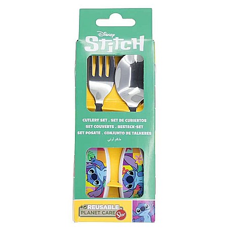 Set 2 tacâmuri, furculiță și lingură pentru copii Lilo & Stitch 15.5 cm Albastru [1]