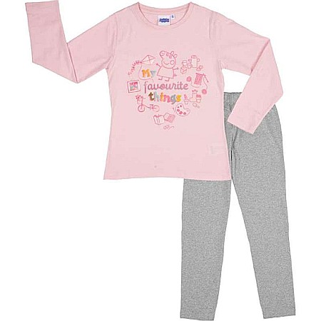 Pijamale maneca lunga - Pijama copii, cu mânecă lungă, bumbac, multicolor, Peppa Pig
