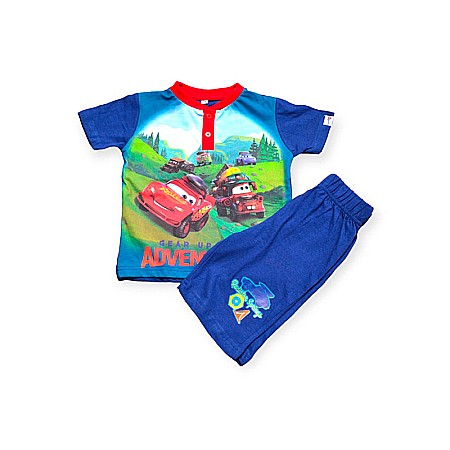 Pijamale copii cu mânecă scurtă, 100% bumbac, albastru, Gear Up For Adventures, Cars [1]