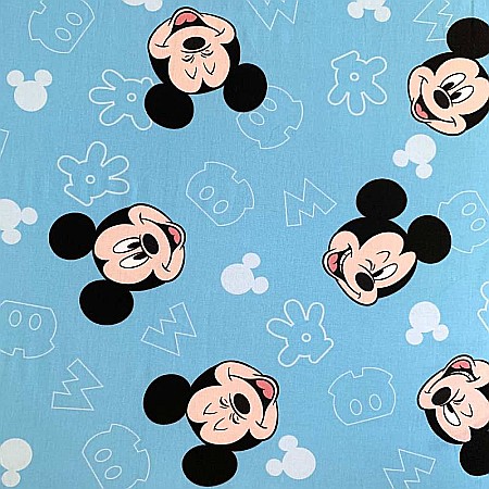 Cearceaf cu margini elastice, multicolor, 100% bumbac, 90 x 200 cm, Blue, Mickey Mouse [2]