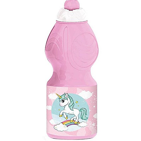 Copii - Sticlă plastic pentru apă, Unicorn 400 ml Roz