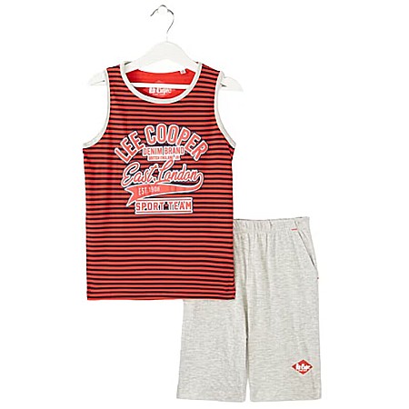 Copii - Pijamale copii, roșu, cu buzunare laterale, 100% bumbac, Lee Cooper