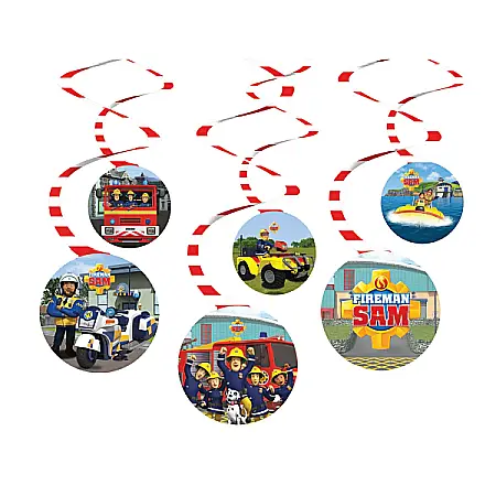 Articole pentru petrecere - Set 6 decorațiuni din hârtie multicolor Fireman Sam