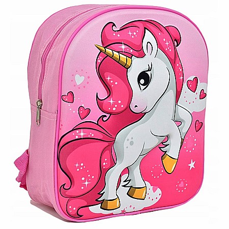Ghiozdane și Rucsacuri - Ghiozdan copii, 30x26x10 cm, 3D, multicolor, bretele întărite și ajustabile, Unicorn