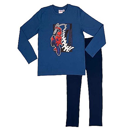 Pijamale maneca lunga - Pijama copii, cu mânecă lungă, albastru, 100% bumbac, Spiderman