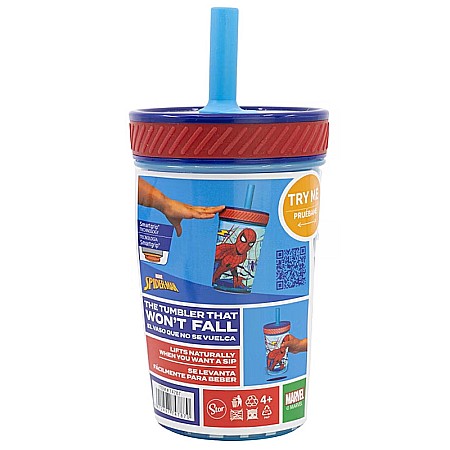 Pahar plastic, fără BPA, Smartgrip, anti-răsturnare cu păi din silicon, 370 ml, Spiderman [3]