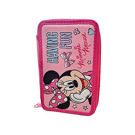 Penar cu 3 compartimente, 20x13x7 cm, echipat, 43 piese, multicolor, Minnie Mouse [2]