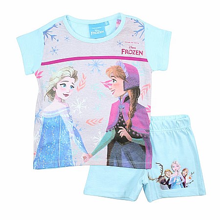 Copii - Pijamale copii cu mânecă scurtă, 100% bumbac, multicolor, Anna and Elsa, Frozen