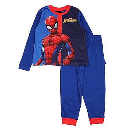 Copii - Pijamale copii cu mânecă lungă, 100% bumbac, albastru, Spiderman