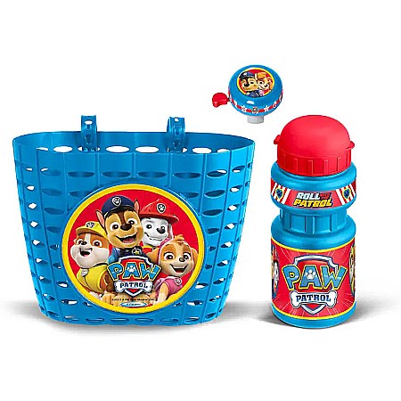 Accesorii - Set trei accesorii pentru bicicletă copii, coș, sonerie și sticlă apă, multicolor, Paw Patrol