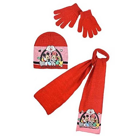 Copii - Set căciulă, fular și mănuși, roșu, My Heart, Minnie Mouse
