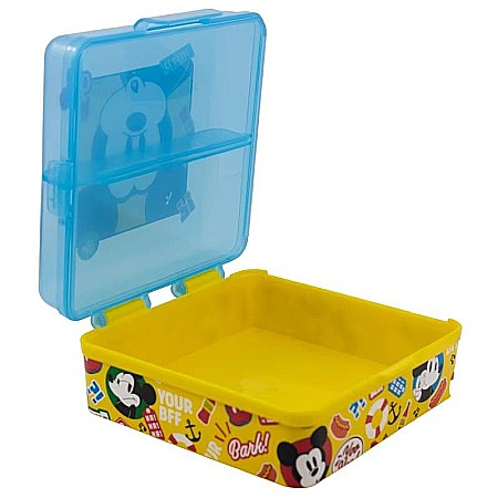 Cutie sandwich, Stor, Cu patru compartimente, Fără BPA, Fun-Tastic Square, Mickey Mouse, Plastic, Multicolor [1]