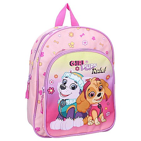 Accesorii școlare - Ghiozdan cu două compartimente, multicolor, 30x25x11 cm, cu bretele ajustabile și căptușite, Paw Patrol Girl Pups Rule