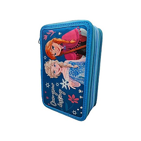 Accesorii școlare - Penar cu 3 compartimente, 20x13x7 cm, echipat, 43 piese, multicolor, Frozen