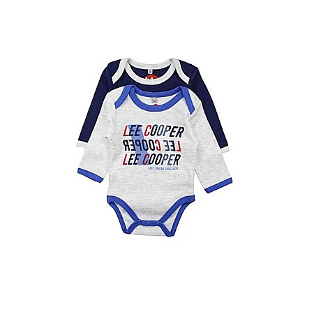 Body-uri și salopete copii - Set două body-uri copii, 100% bumbac, gri/albastru, East London, Lee Cooper