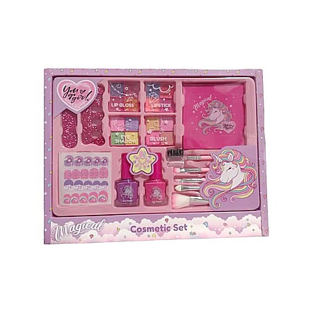 Articole înfrumusețare fetițe - Set machiaj pentru copii, Non-toxic, +5 ani, 66 piese, 34x23x6 cm, You go Girl