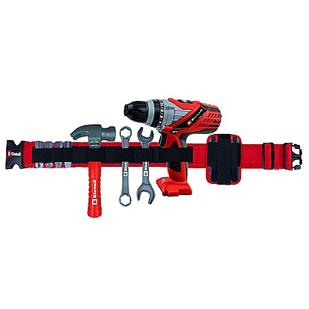 Copii - Centură cu unelte, ciocan, cheie fixă, cheie hexagonală, șurubelniță cu acumulator și 4 biți, multicolor, Einhell Kids