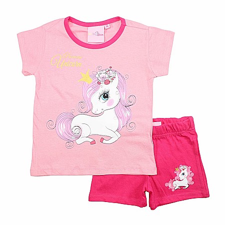 Copii - Pijamale copii cu mânecă scurtă, bumbac, multicolor, Unicorn