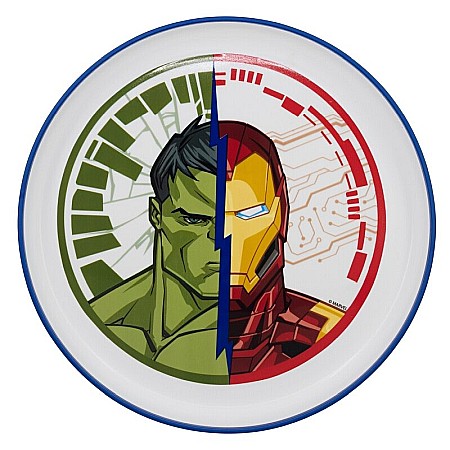 Farfurie plastic, 20 cm, antiderapant, multicolor, compatibil cu microunde, fără BPA, Heraldic Army, Avengers [1]