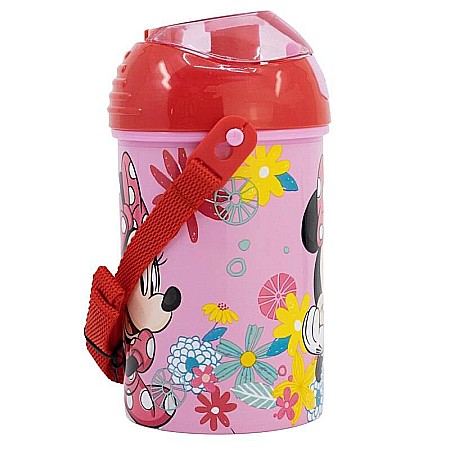 Sticlă plastic, Minnie Mouse Spring Look, cu pai și capac, 450 ml [2]
