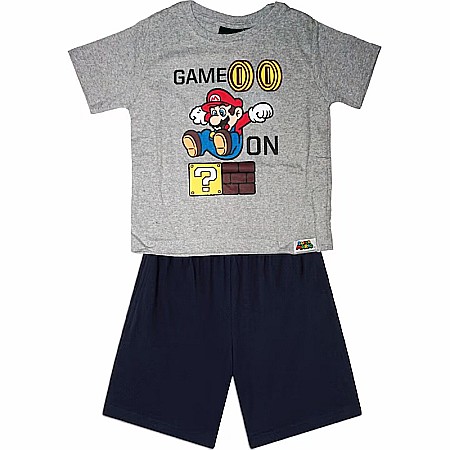 Pijamale copii - Pijamale copii cu mânecă scurtă, 100% bumbac, multicolor, Game On, Super Mario