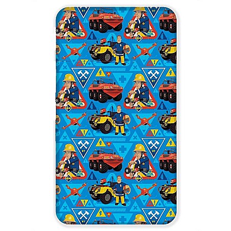 Textile - Cearceaf cu margini elastice, multicolor, 100% bumbac, 90 x 200 cm, Fireman Sam, 007