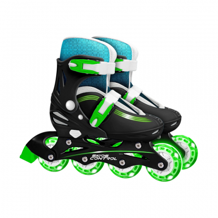 Role - Role reglabile 2 in 1 pentru copii, multicolor, roti cu lumini, marimea 30-33, Skids Control