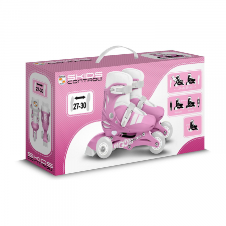 Role reglabile 2 in 1 pentru copii, roz, marimea 27-30, Skids Control [3]
