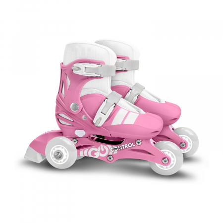 Role - Role reglabile 2 in 1 pentru copii, roz, marimea 27-30, Skids Control