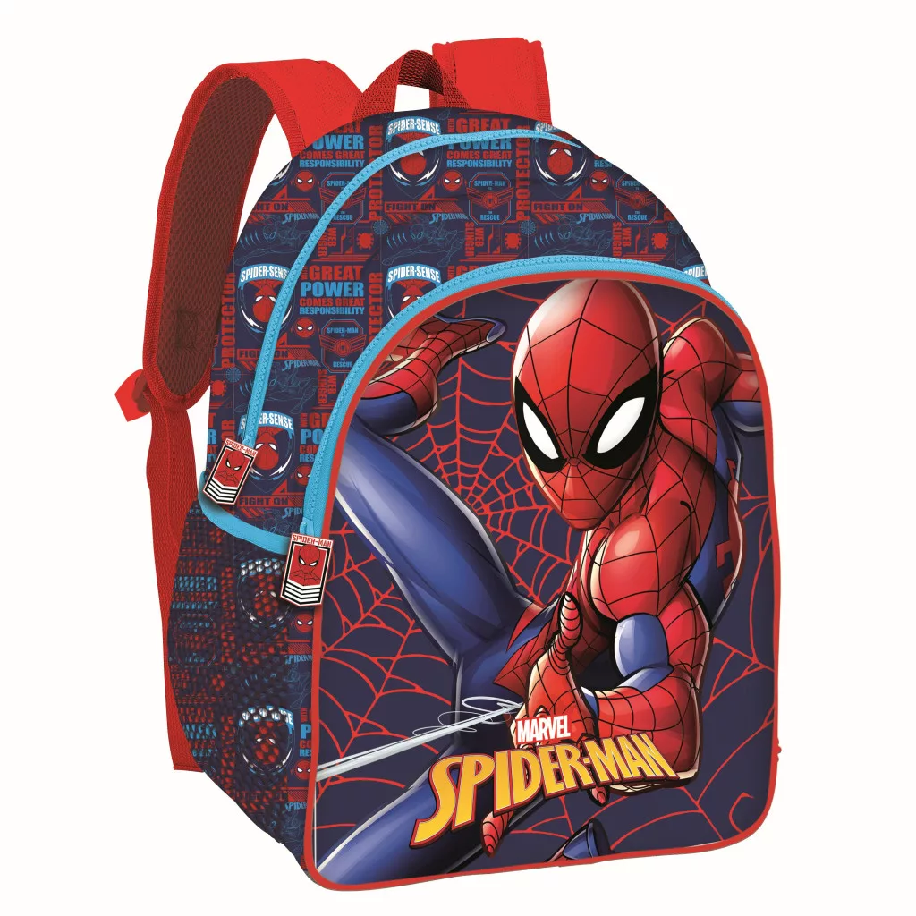 Ghiozdane și Rucsacuri - Rucsac cu două compartimente, 40x30x17 cm, bretele ajustabile și întărite, albastru, Happy, Spiderman