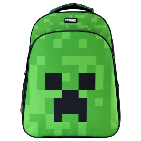 Ghiozdane și Rucsacuri - Rucsac cu trei compartimente, 42x32x17 cm, bretele ajustabile și întărite, verde, Happy, Minecraft
