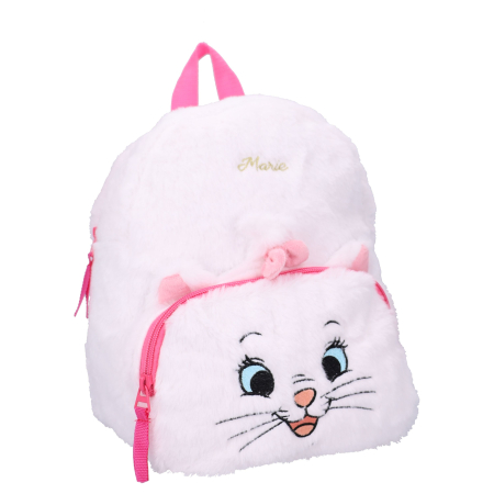 Ghiozdane și Rucsacuri - Rucsac din pluș, cu două compartimente, 26x21x11 cm, alb, Happy, Marie, The Aristocats