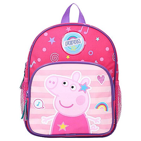 Ghiozdane și Rucsacuri - Rucsac multicolor cu 2 compartimente, 29x23x9 cm, Music and Dance, Peppa Pig